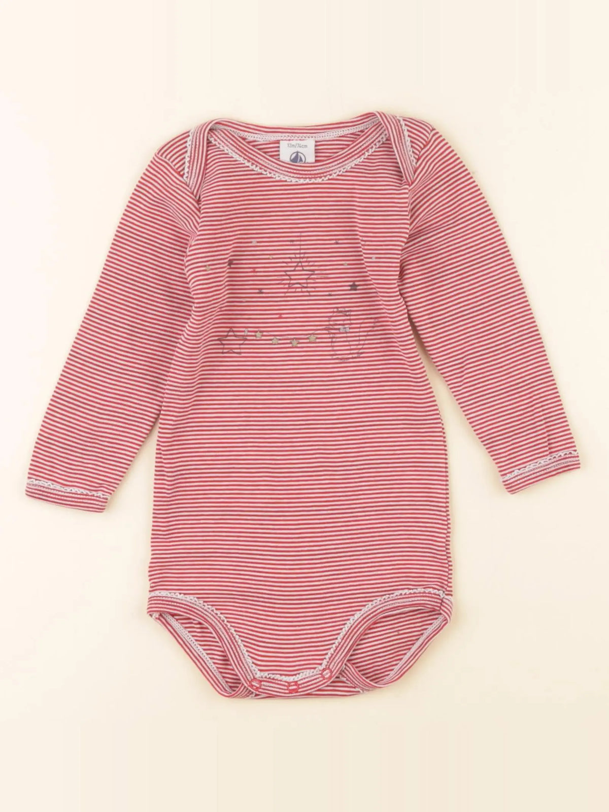 Petit Bateau - body rouge - 12 mois