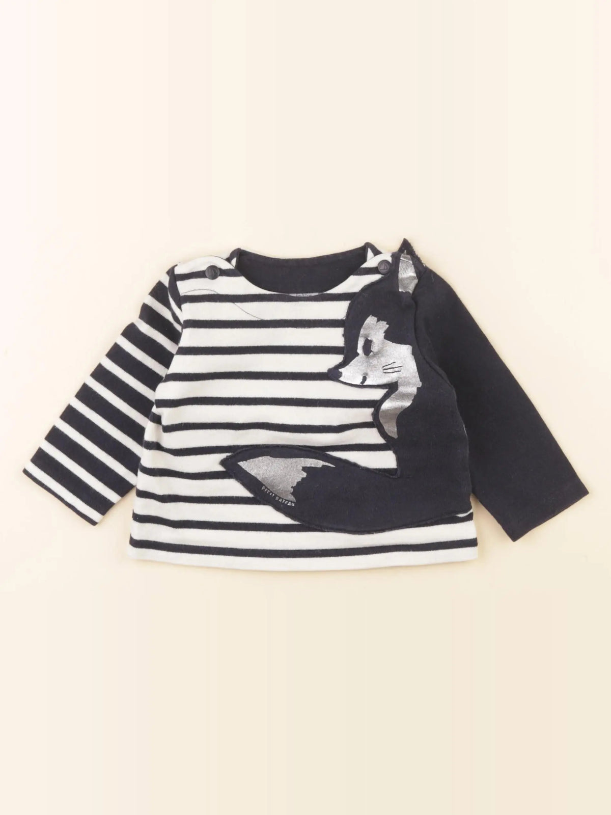 Petit Bateau - tee-shirt bleu, blanc - 6 mois