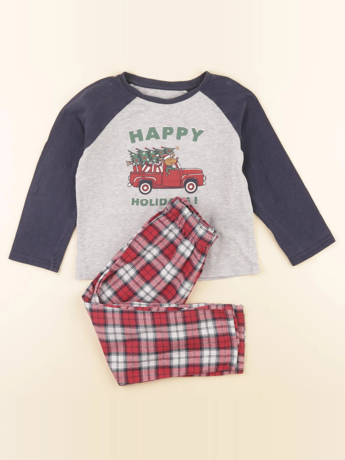 Vertbaudet - pyjama coton gris, rouge - 4 ans