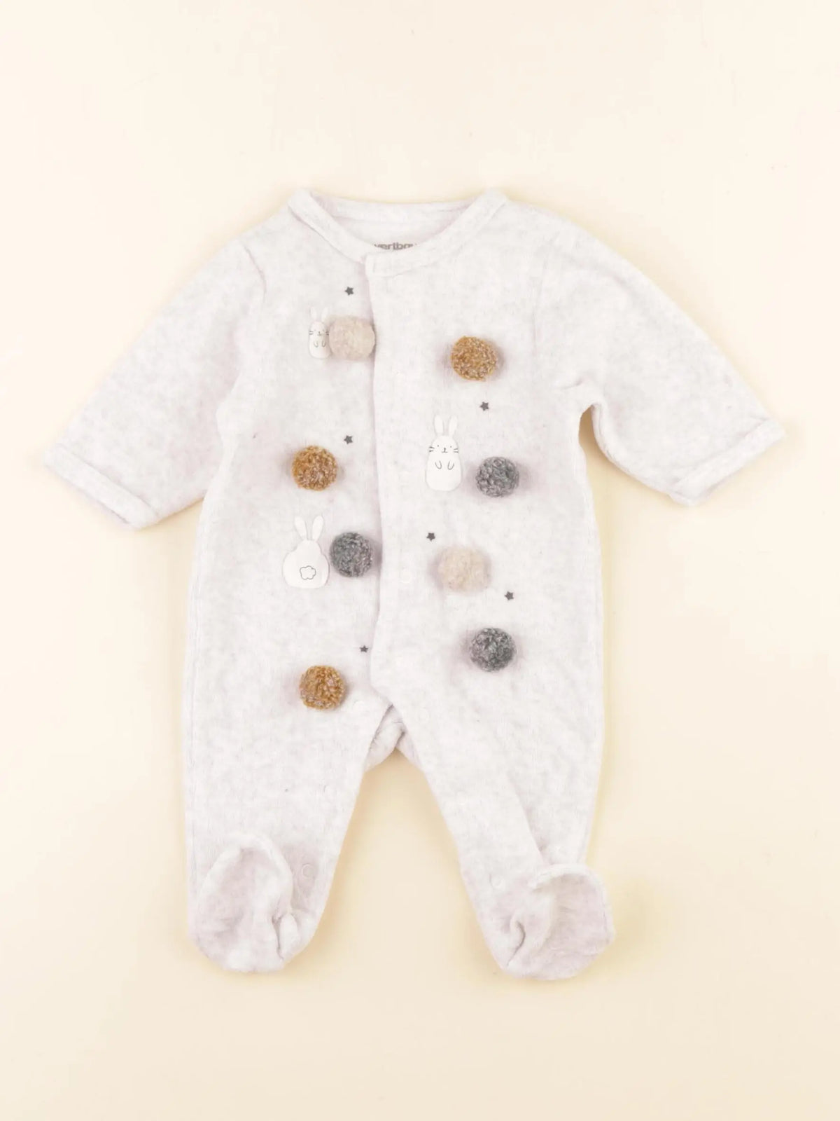 Vertbaudet - pyjama velours beige - 1 mois