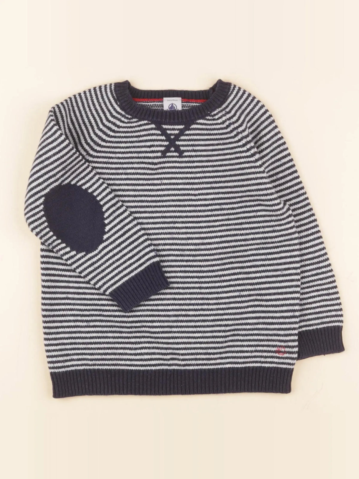 Petit Bateau - pull blanc, bleu - 3 ans