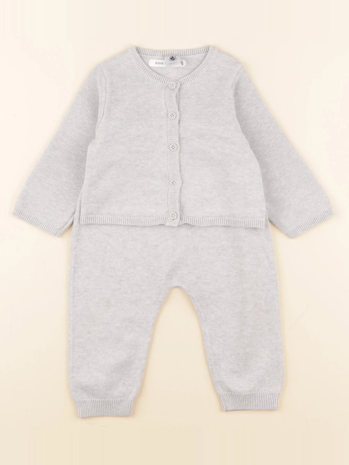 Petit Bateau - ensemble gris - 12 mois