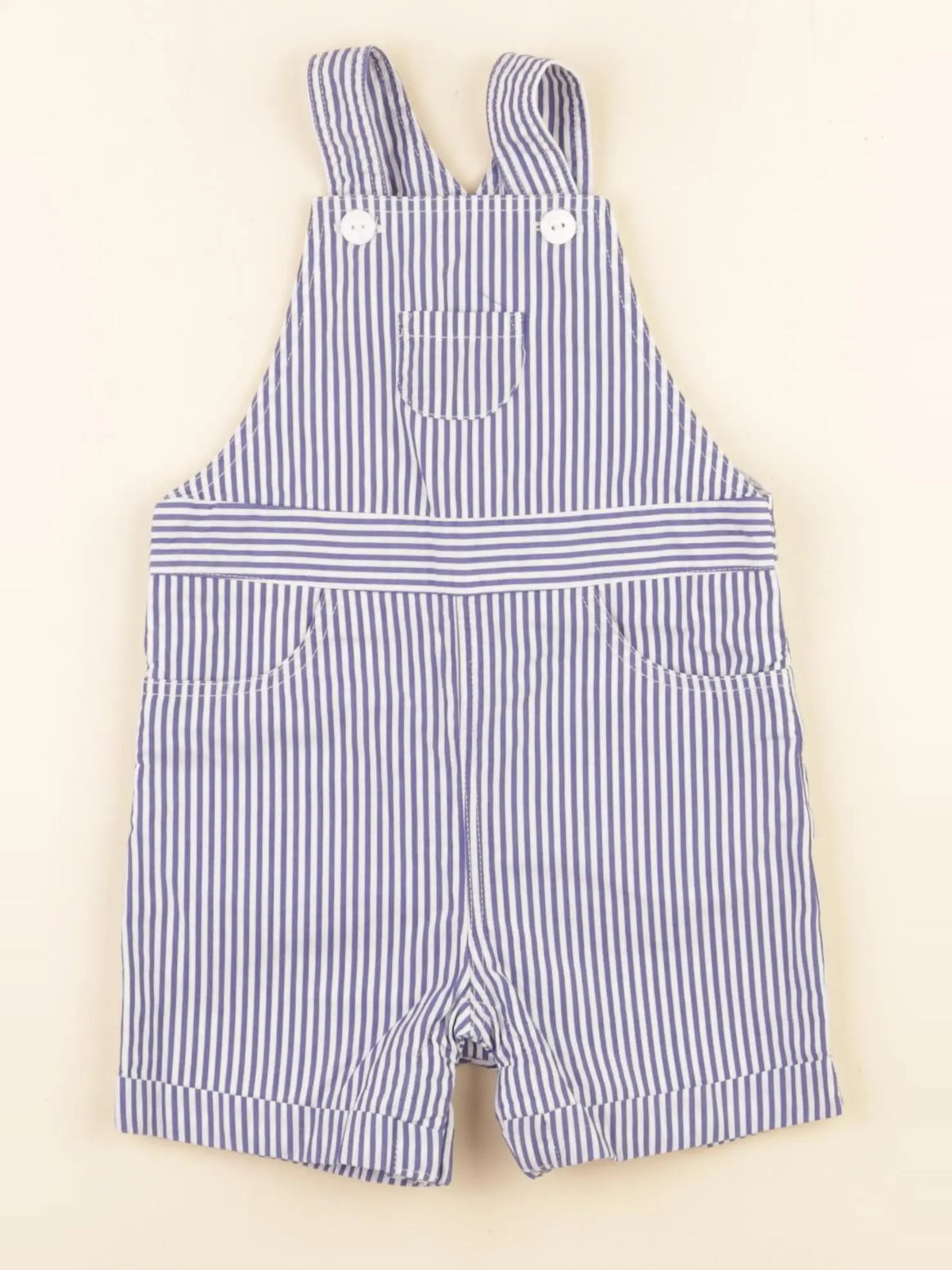 Cyrillus - salopette bleu, blanc - 9 mois