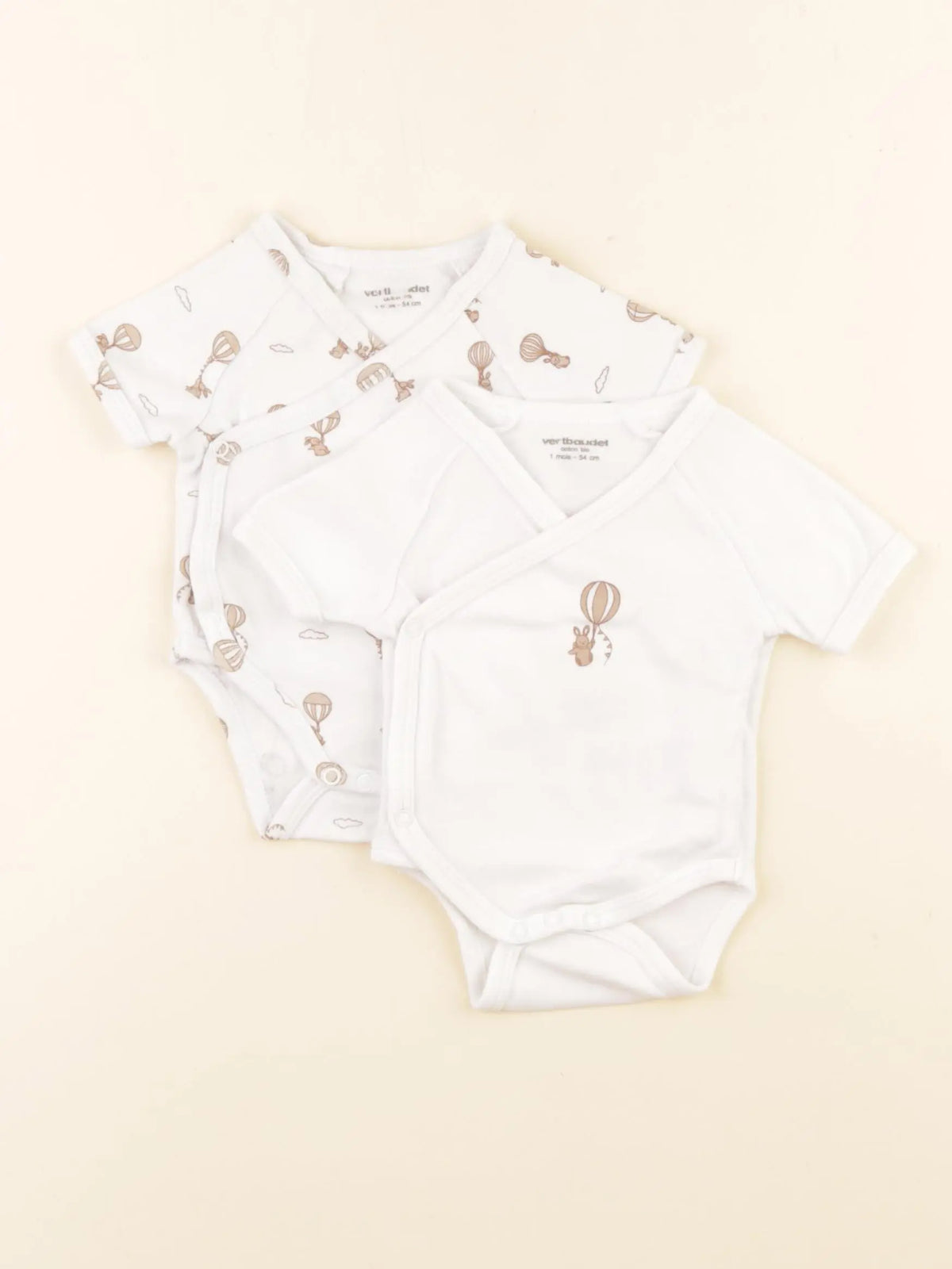 Vertbaudet - lot de 2 bodies en coton coton blanc - 1 mois