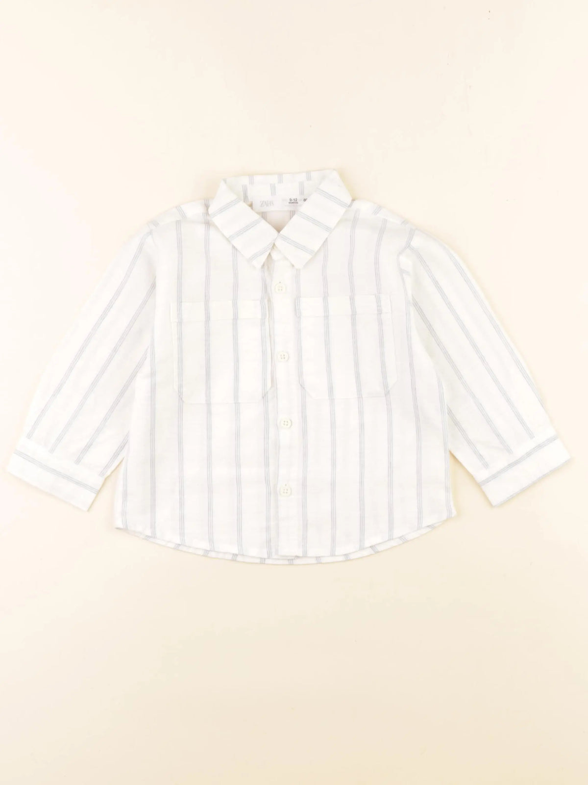 Zara - chemise beige, bleu - 9/12 mois