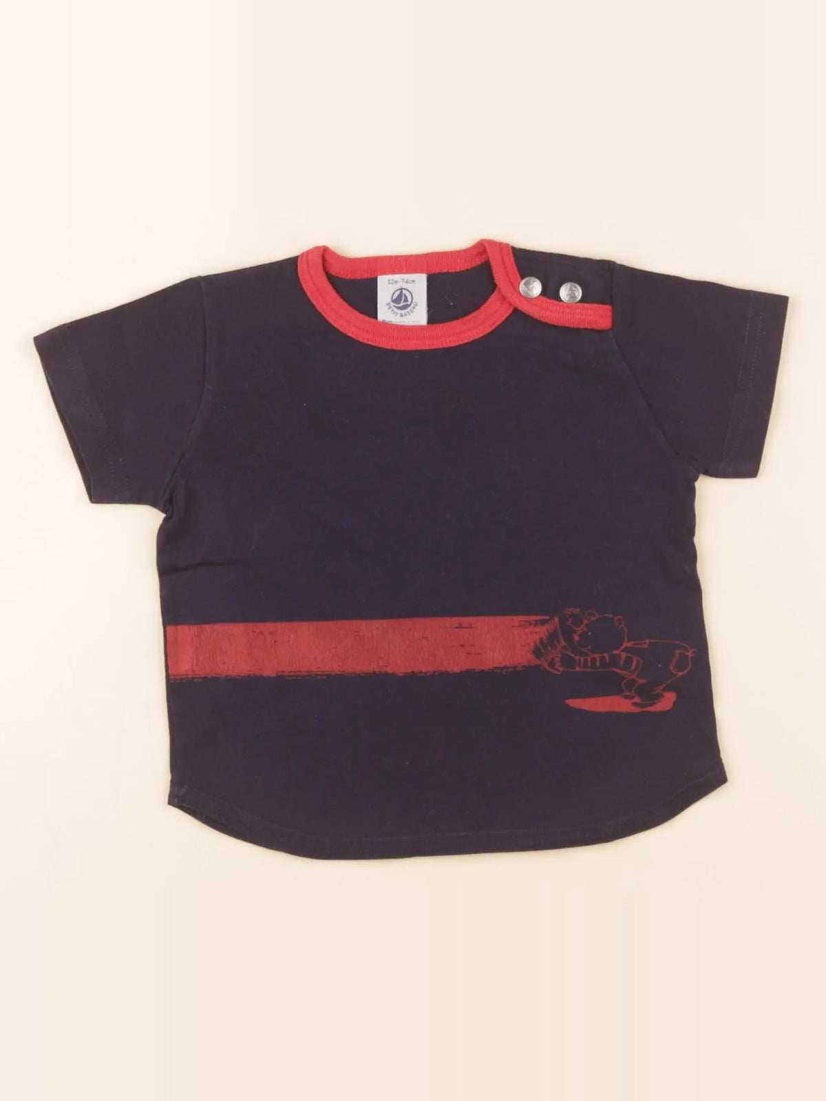 Petit Bateau - tee-shirt bleu - 12 mois