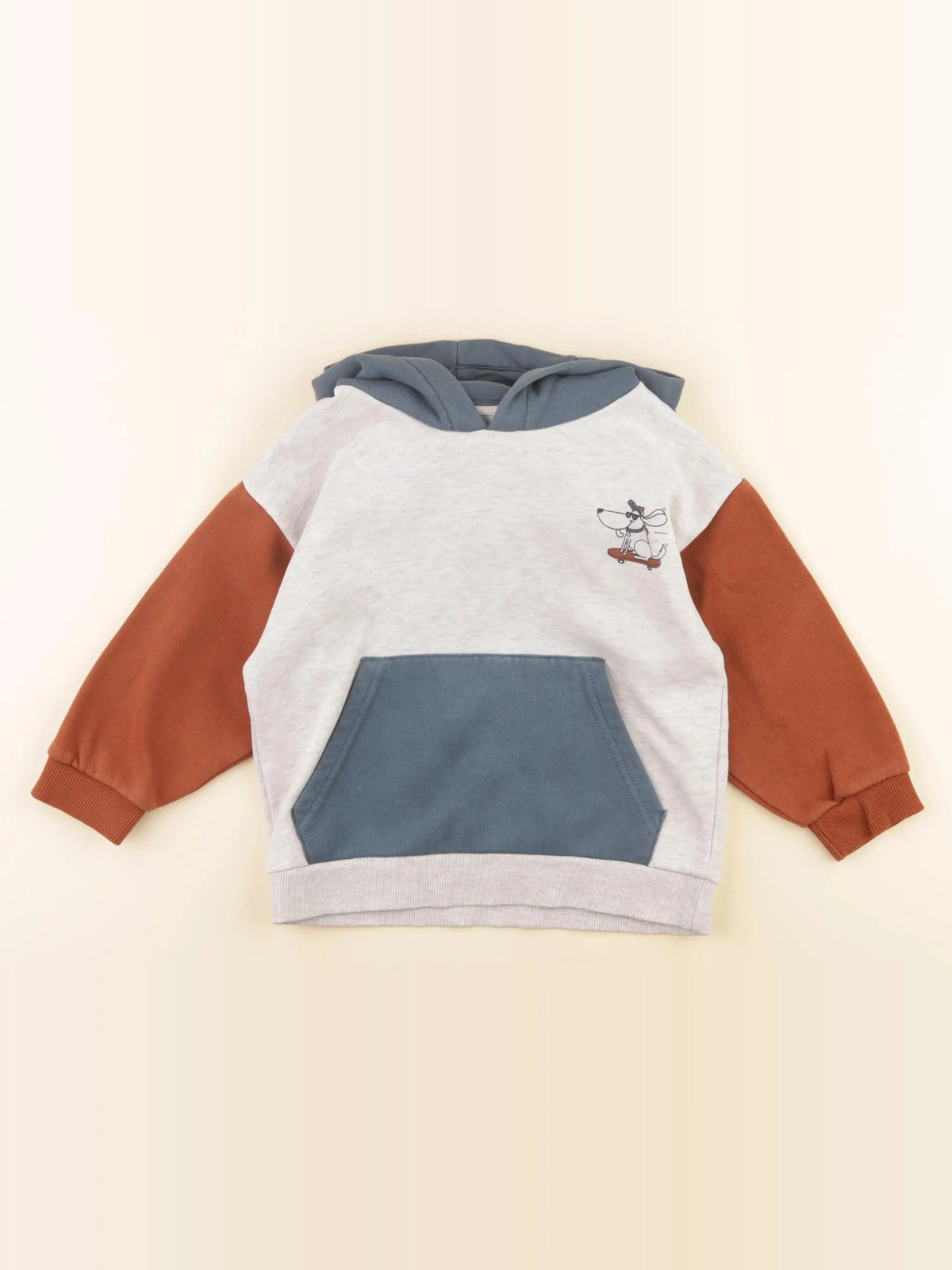 Vertbaudet - sweat gris, bleu - 4 ans