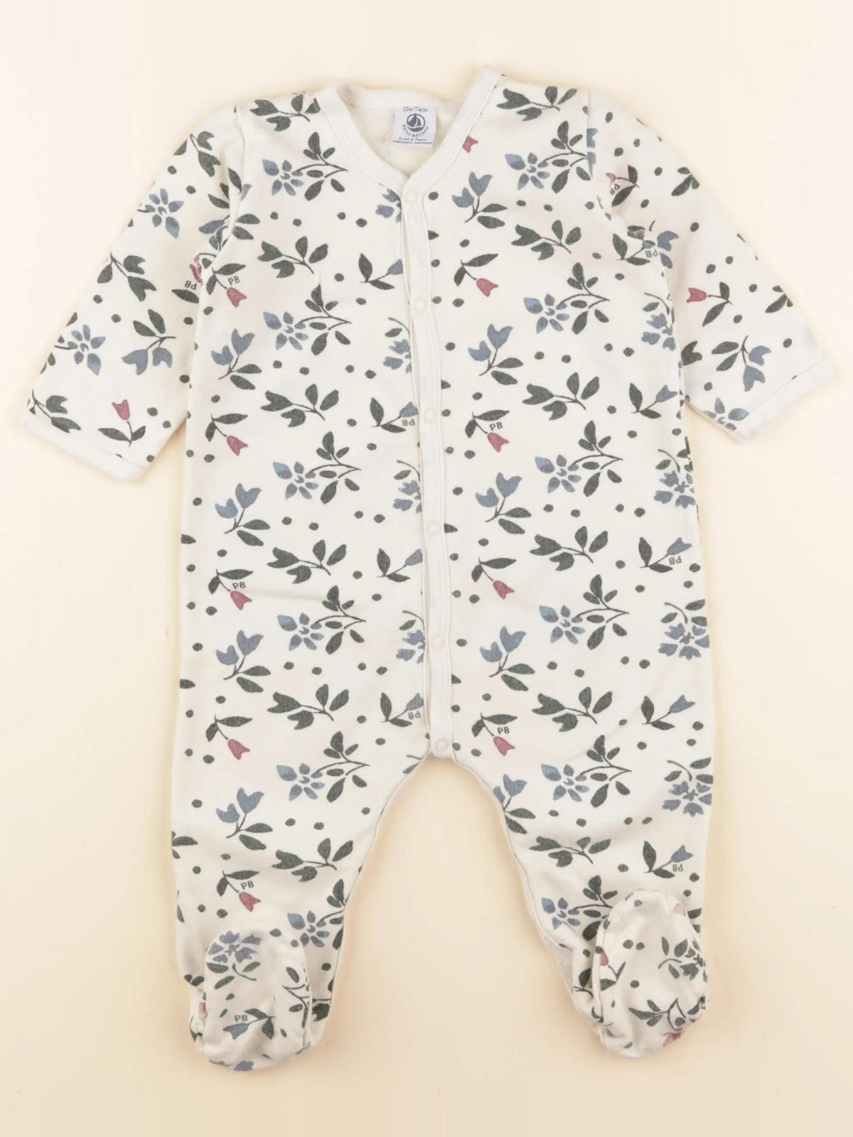 Petit Bateau - pyjama coton beige - 12 mois