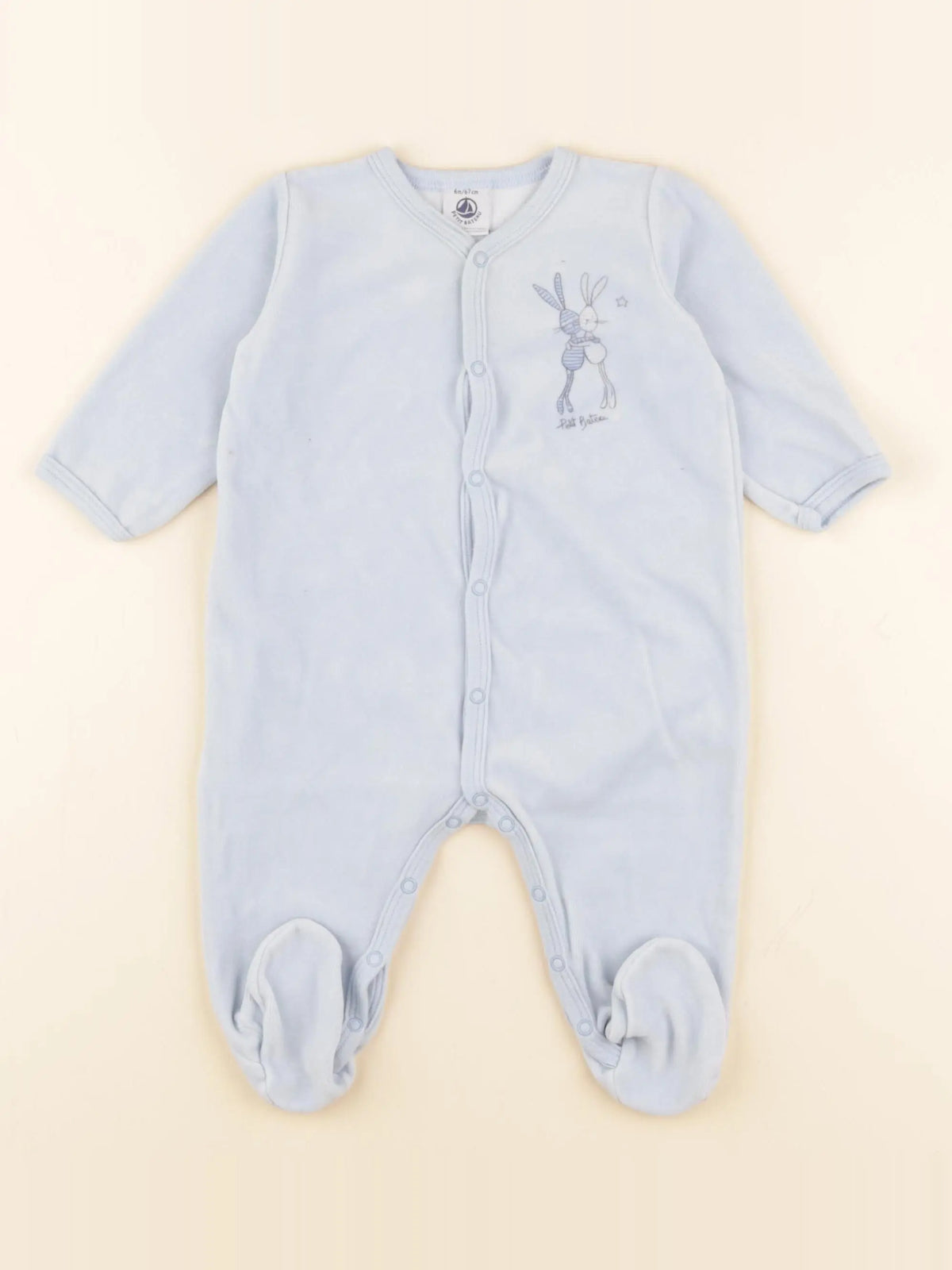 Petit Bateau - pyjama velours bleu - 6 mois