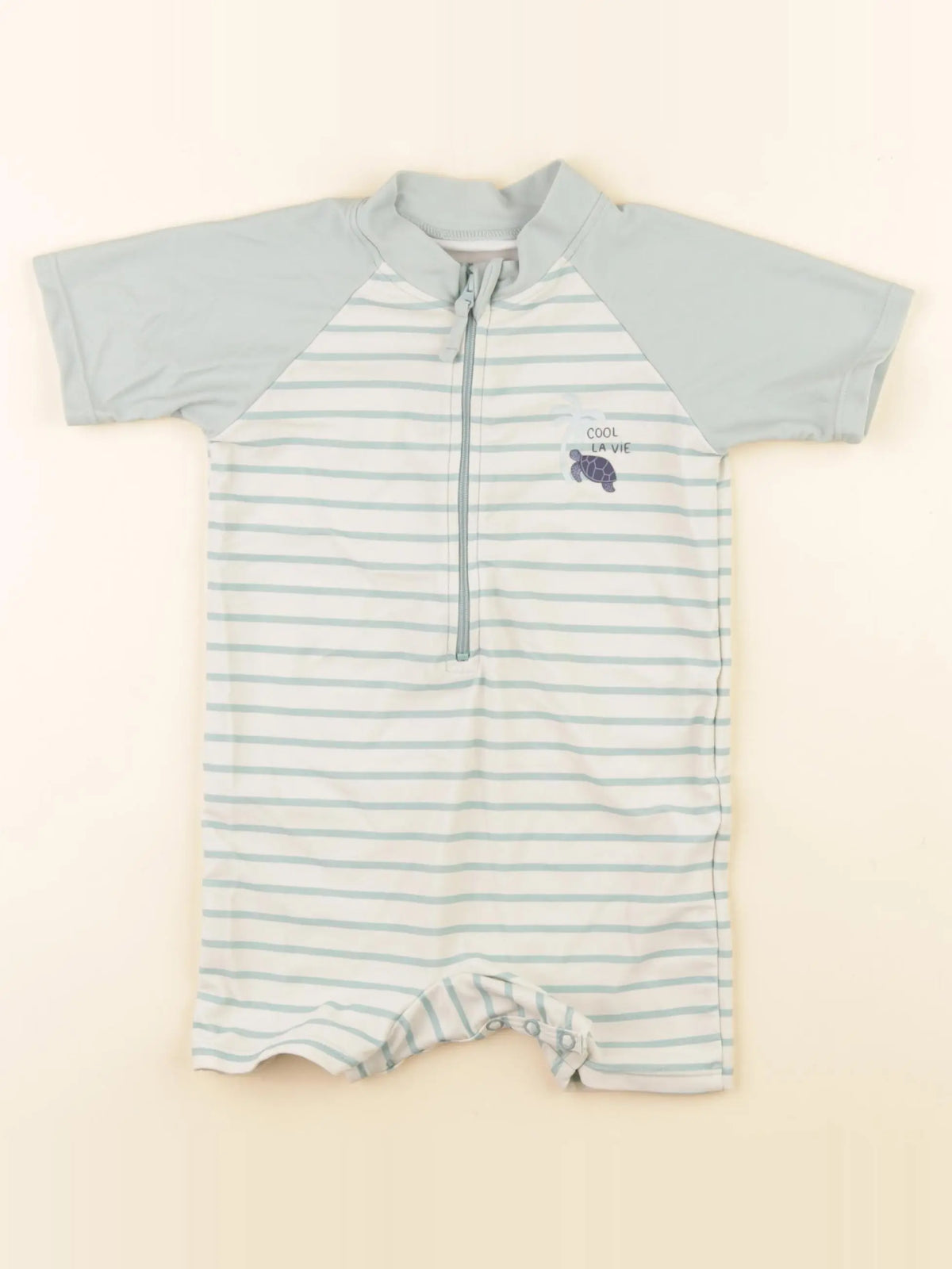 Vertbaudet - combi de bain bleu, beige - 3 ans