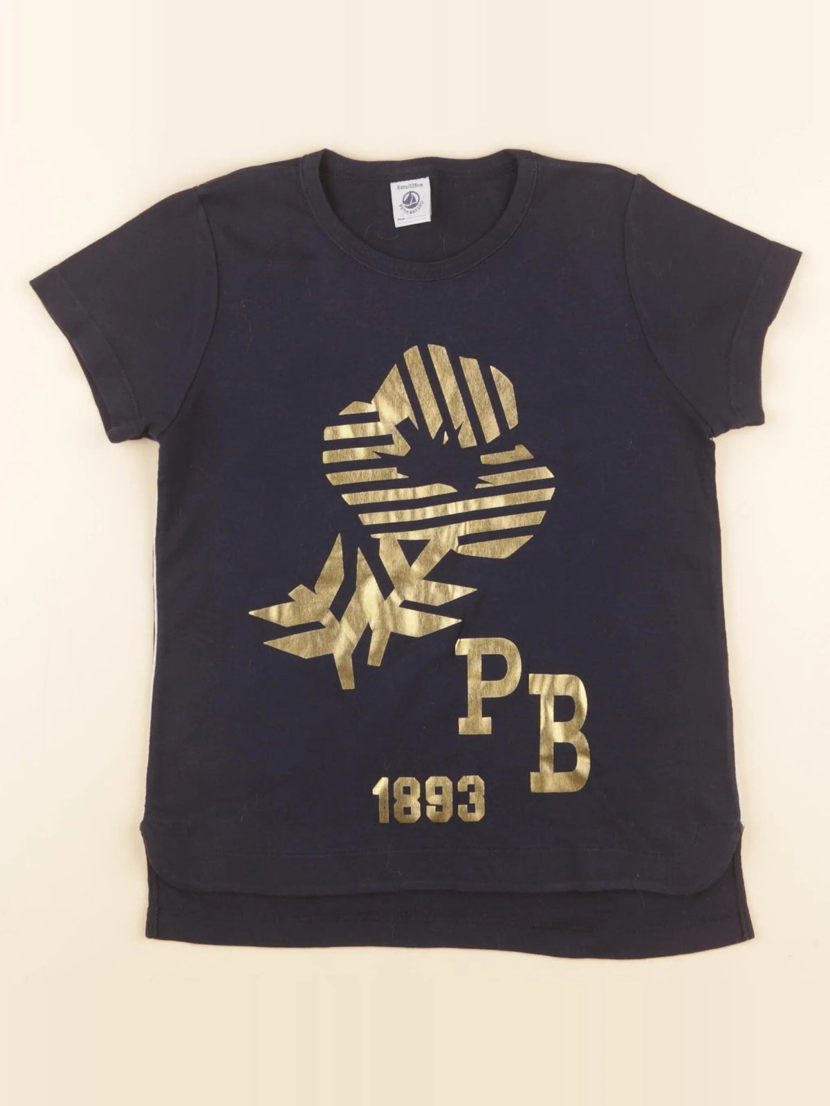Petit Bateau - tee-shirt bleu, or - 8 ans