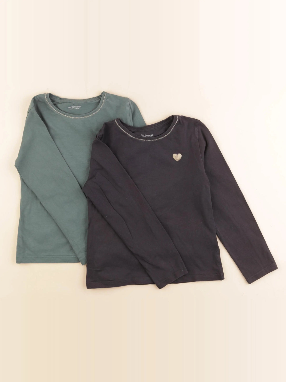 Vertbaudet - lot de 2 tee-shirts noir, or, vert - 6 ans