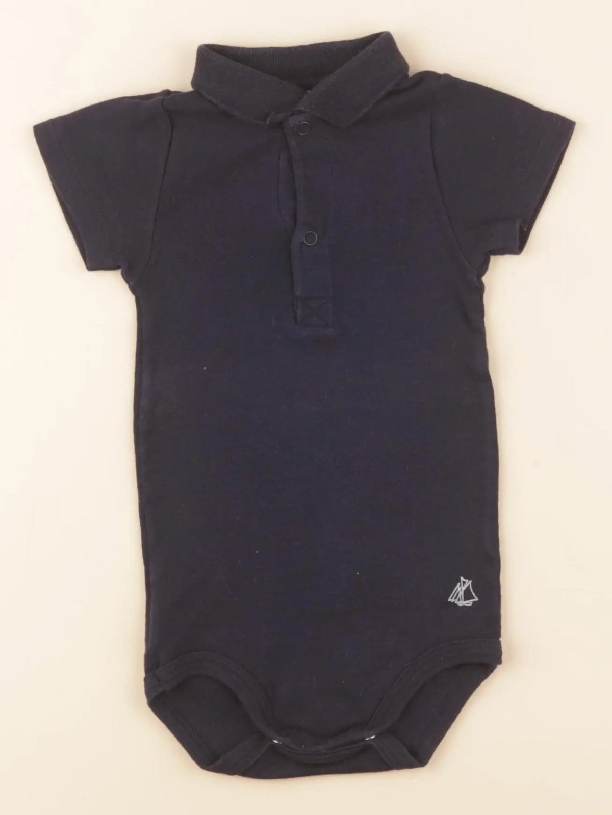 Petit Bateau - body à col bleu - 6 mois