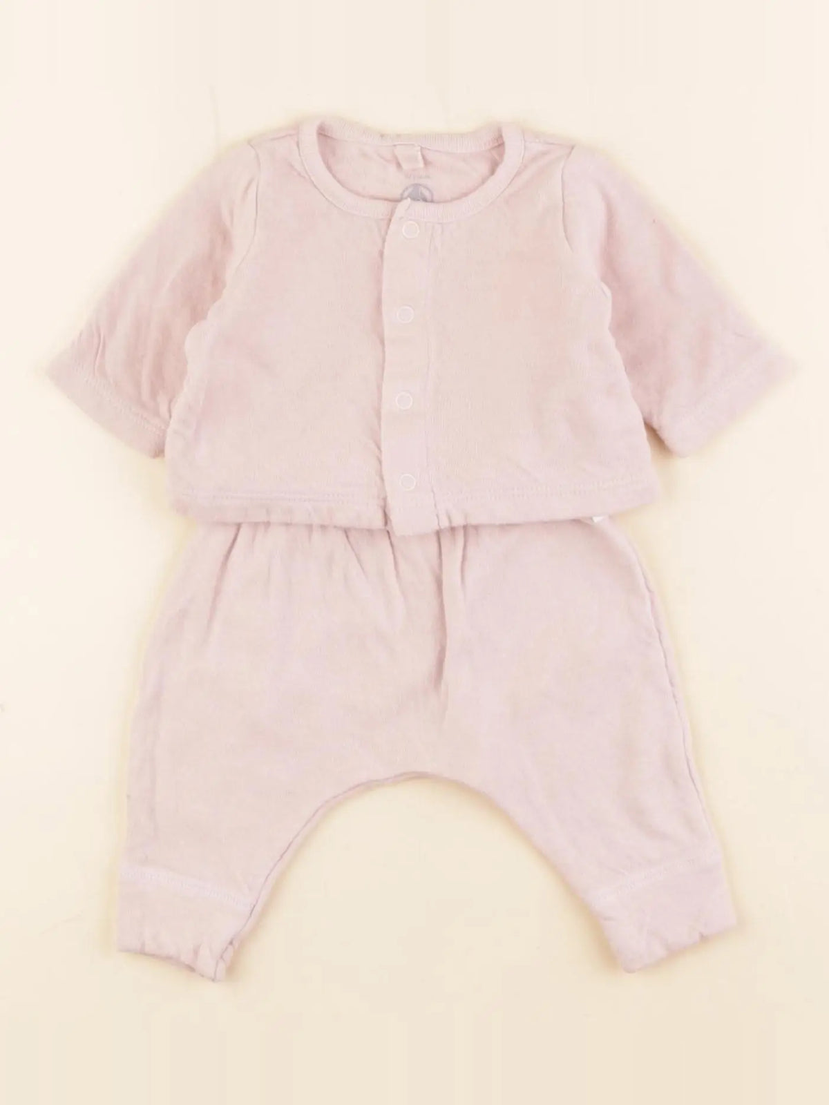 Petit Bateau - ensemble coton rose - 0 mois