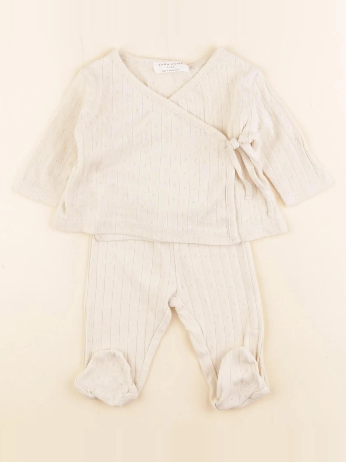 Zara - pyjama coton beige - 0/1 mois