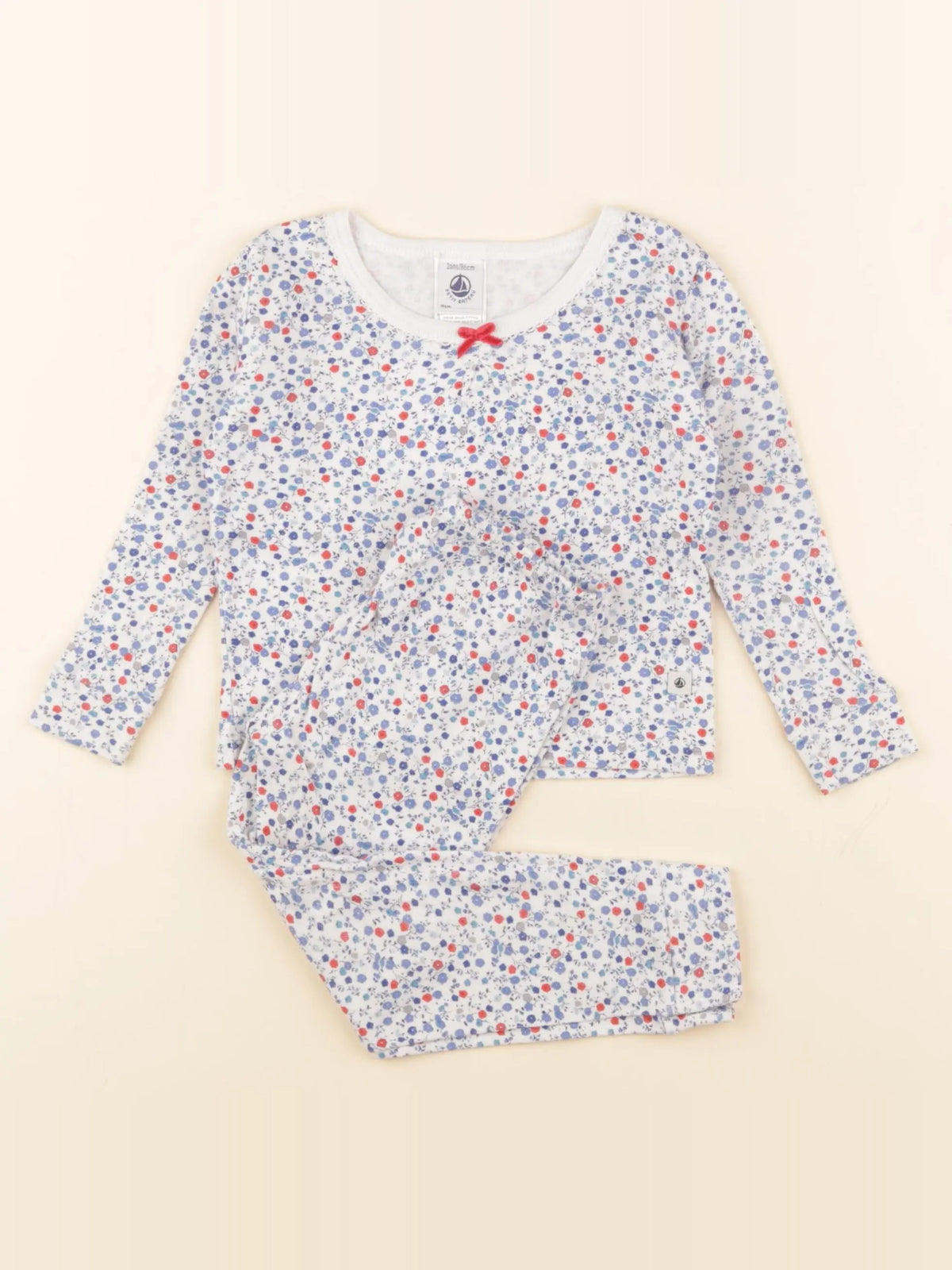 Petit Bateau - pyjama coton bleu, blanc - 2 ans