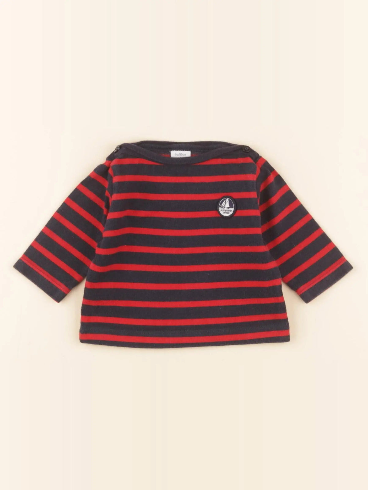 Petit Bateau - sweat bleu, rouge - 3 mois