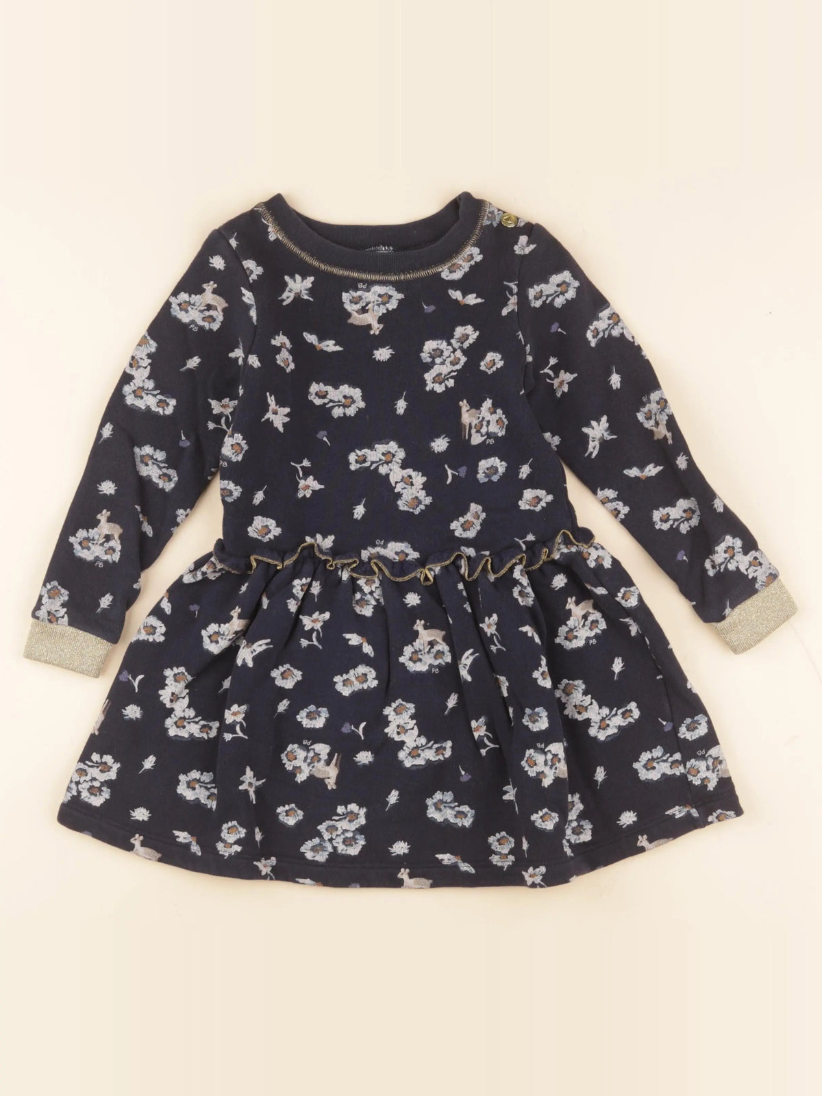 Petit Bateau - robe bleu, blanc - 4 ans