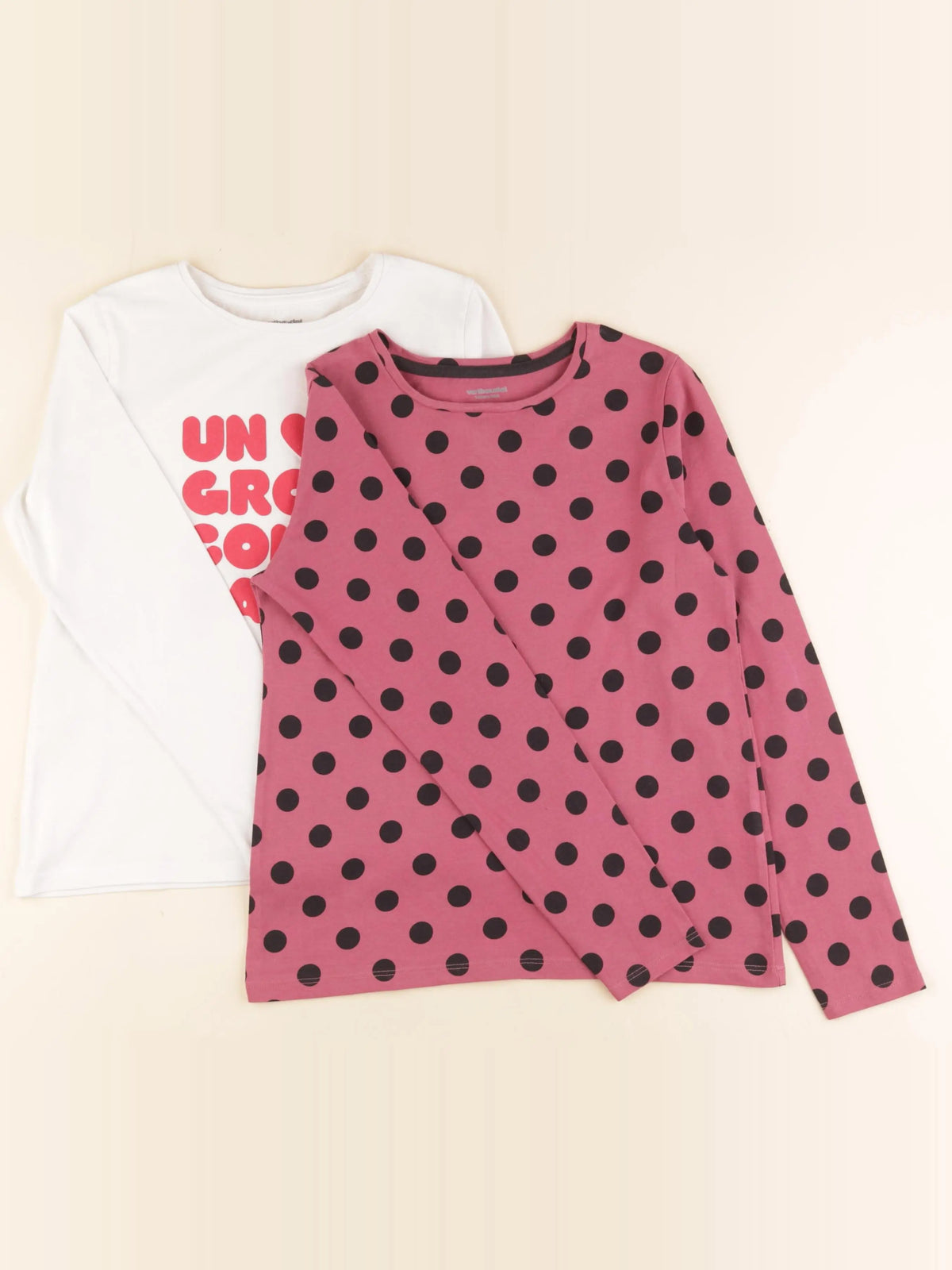 Vertbaudet - lot de 2 tee-shirts blanc, rose - 10 ans