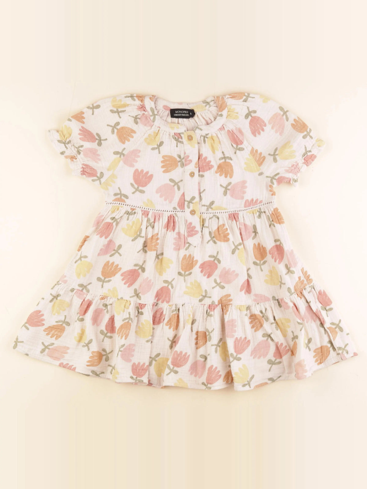 Monoprix - robe beige - 5 ans