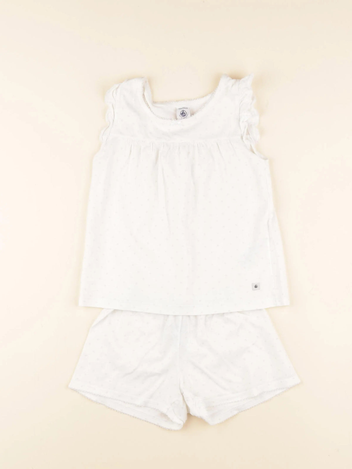 Petit Bateau - pyjama coton blanc, gris - 4 ans