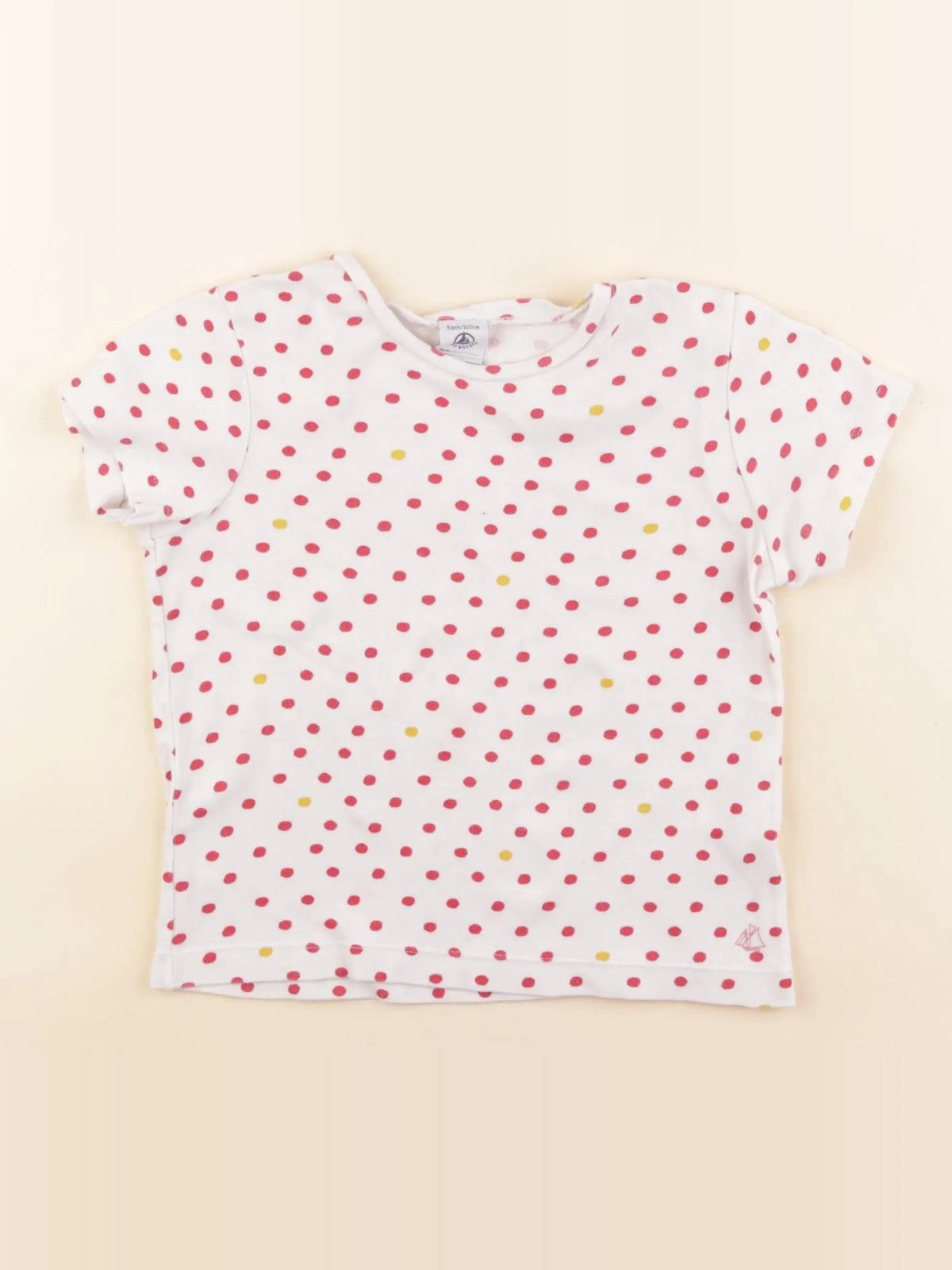 Petit Bateau - tee-shirt blanc, rose - 5 ans
