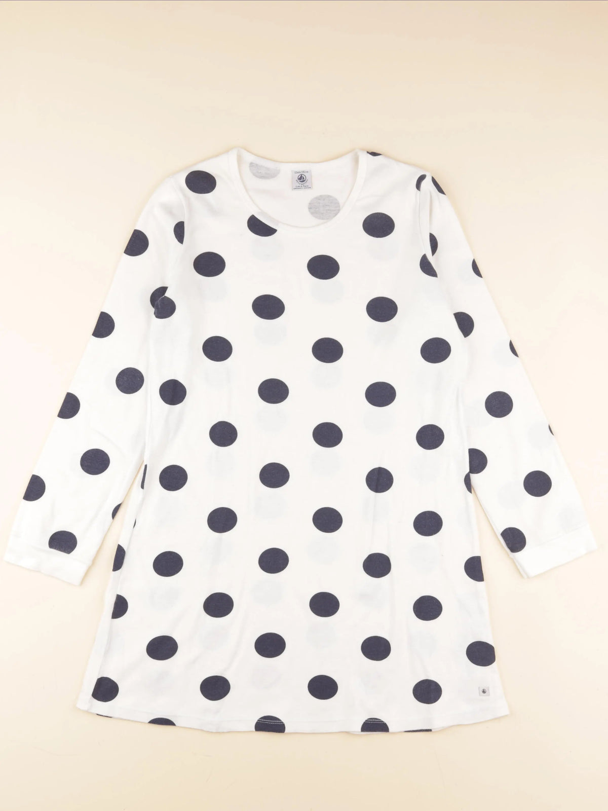 Petit Bateau - chemise de nuit coton blanc, bleu - 12 ans