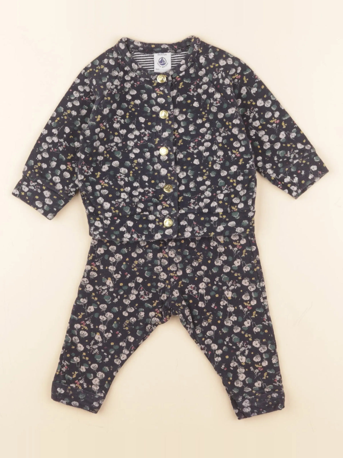 Petit Bateau - ensemble bleu, vert - 6 mois