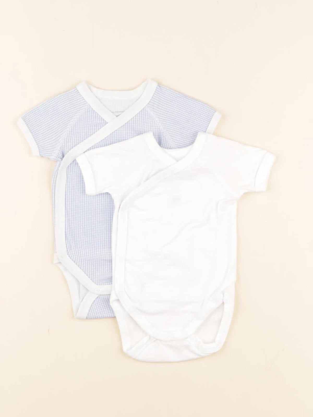 Petit Bateau - lot de 2 bodies en coton blanc, bleu - 1 mois