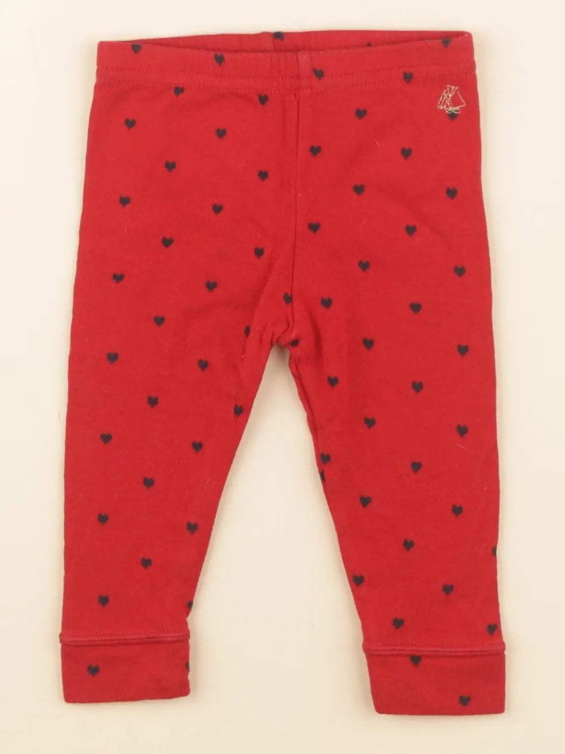 Petit Bateau - legging rouge, noir - 6 mois