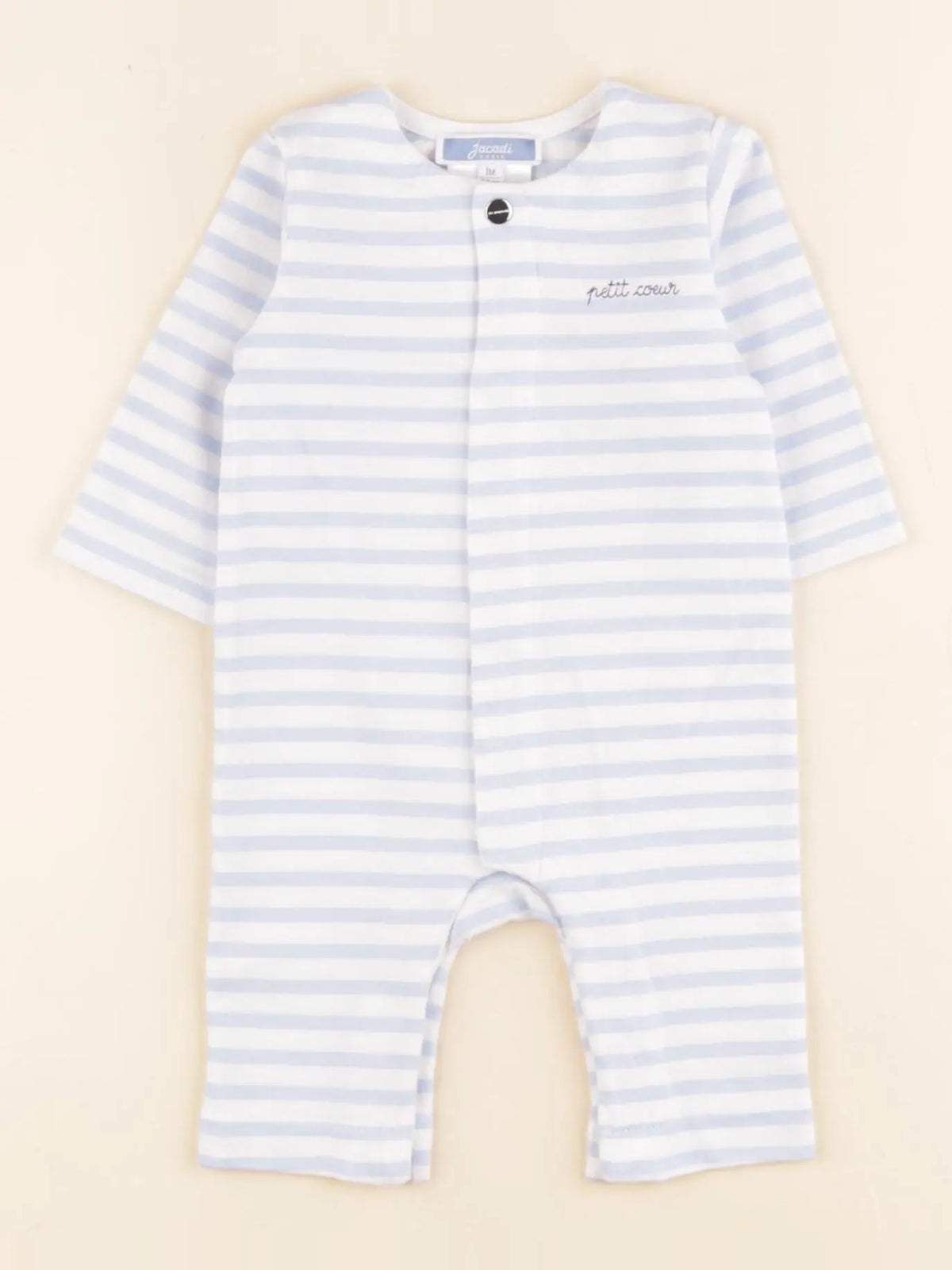 Jacadi - pyjama coton blanc, bleu - 1 mois
