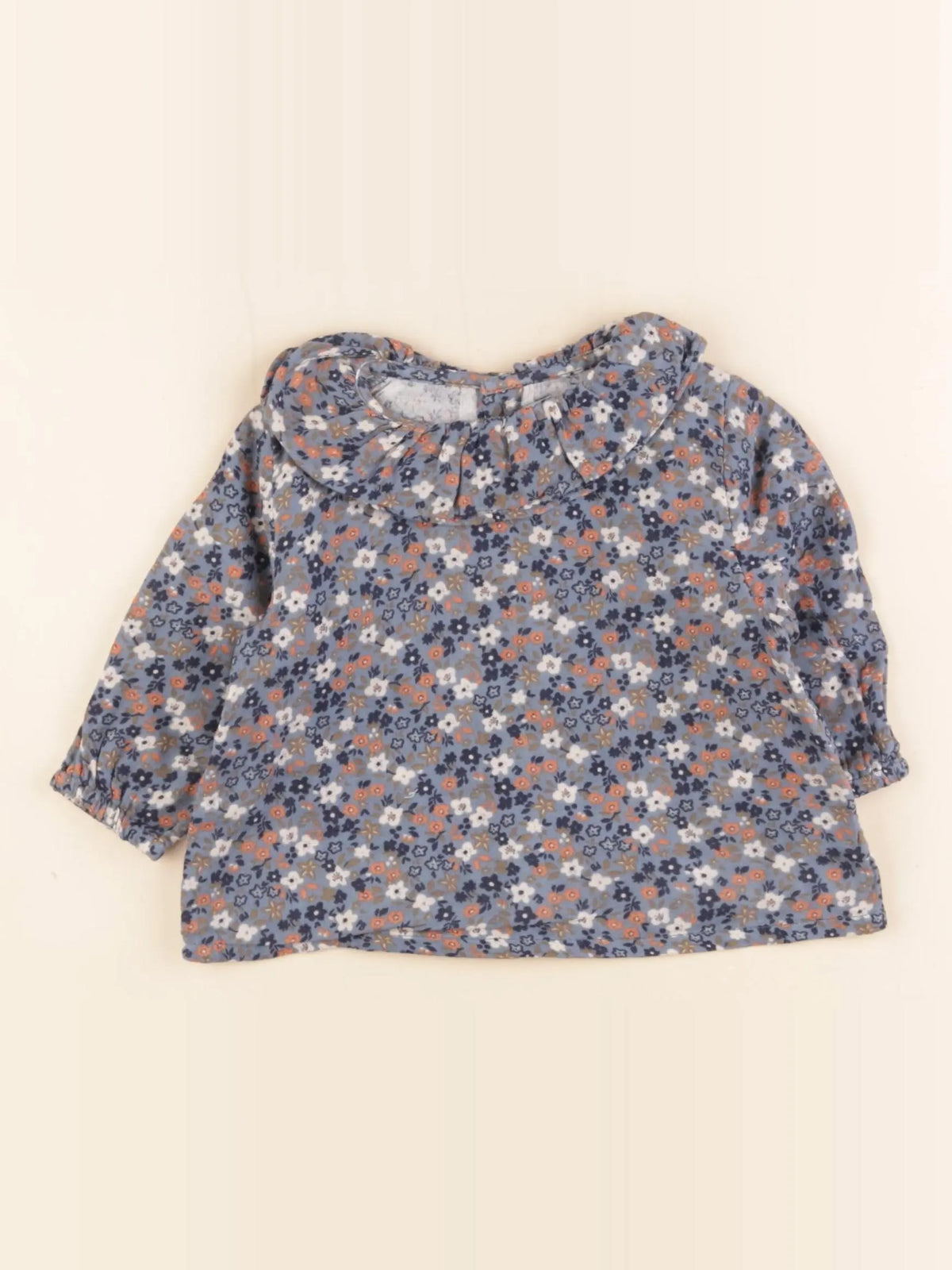 Petit Bateau - blouse bleu - 6 mois