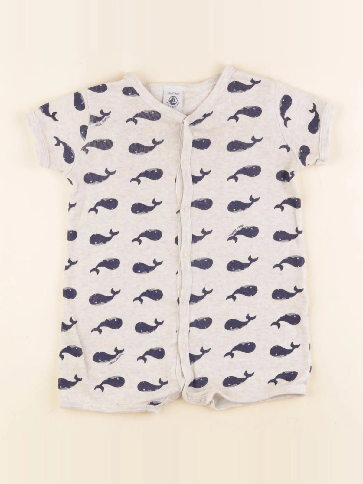 Petit Bateau - pyjama coton beige, bleu - 12 mois