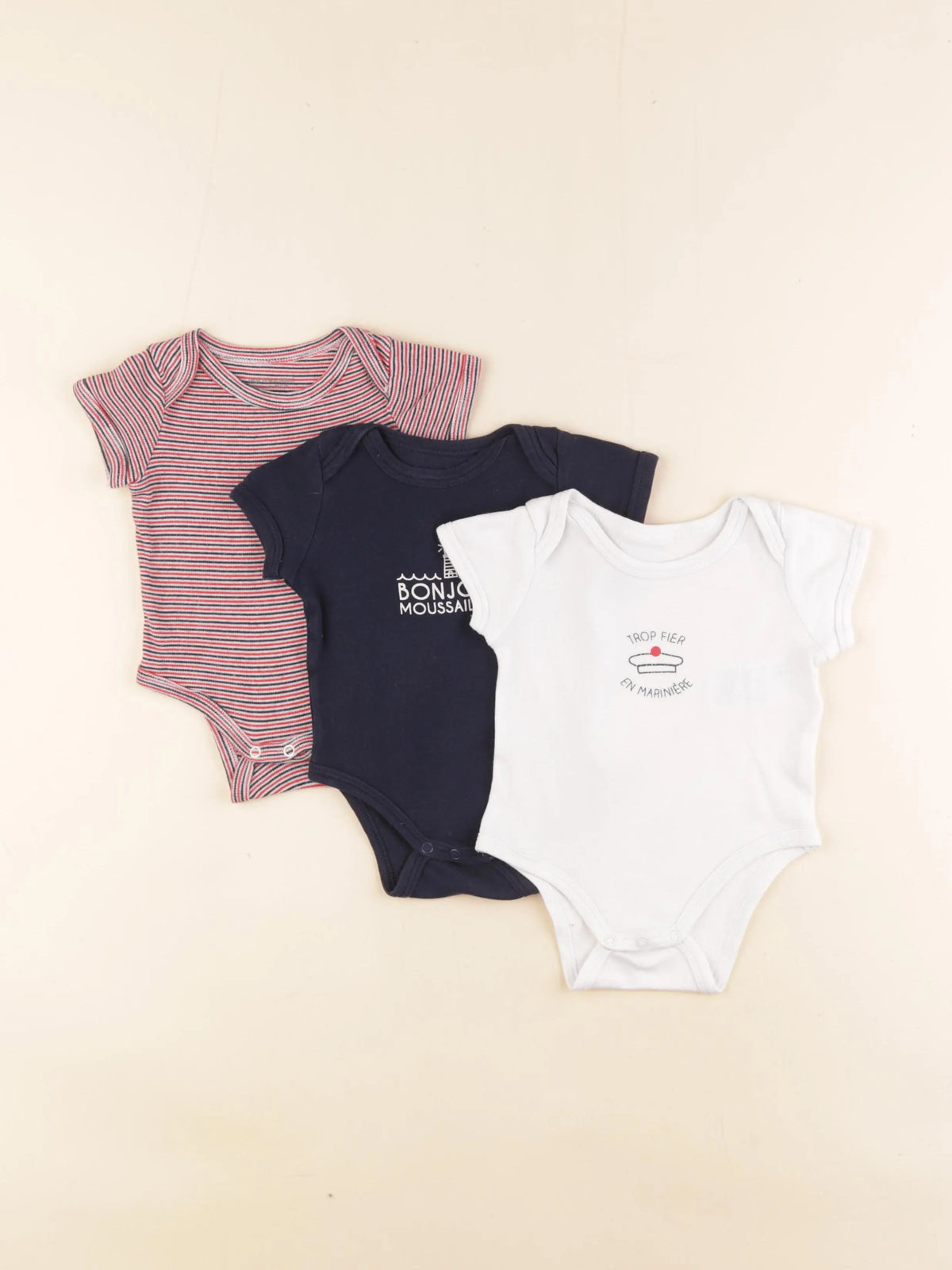 Vertbaudet - lot de 3 bodies en coton multicolore - 3 mois