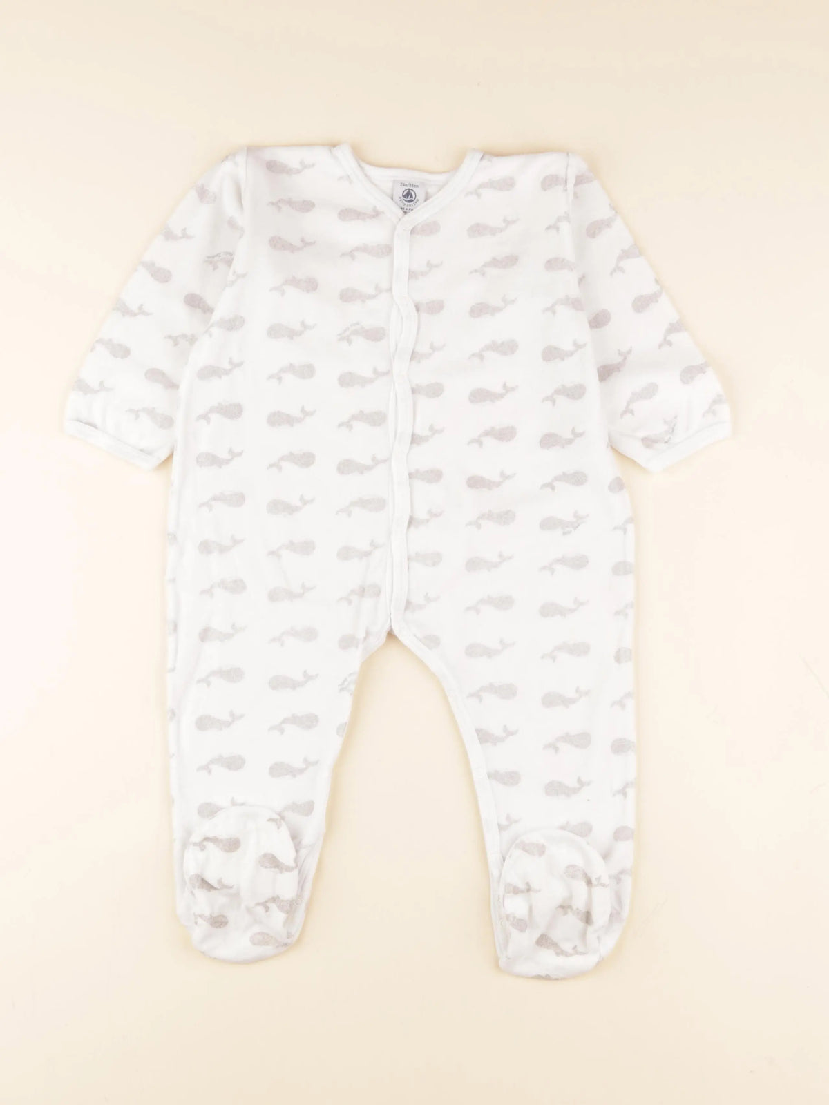 Petit Bateau - pyjama velours argent, blanc - 24 mois