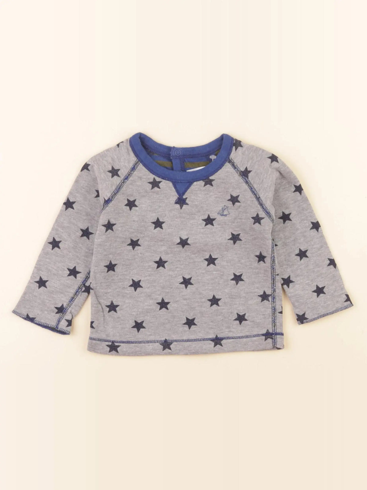 Petit Bateau - maillot de corps bleu, gris - 6 mois