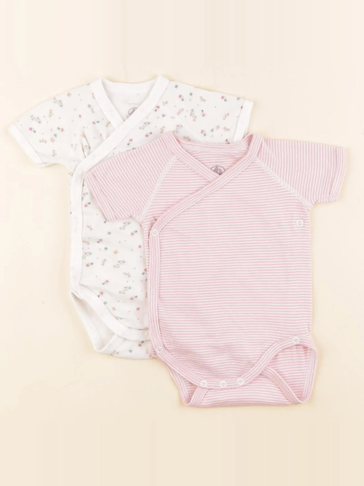 Petit Bateau - lot de 2 bodies en coton rose - 3 mois