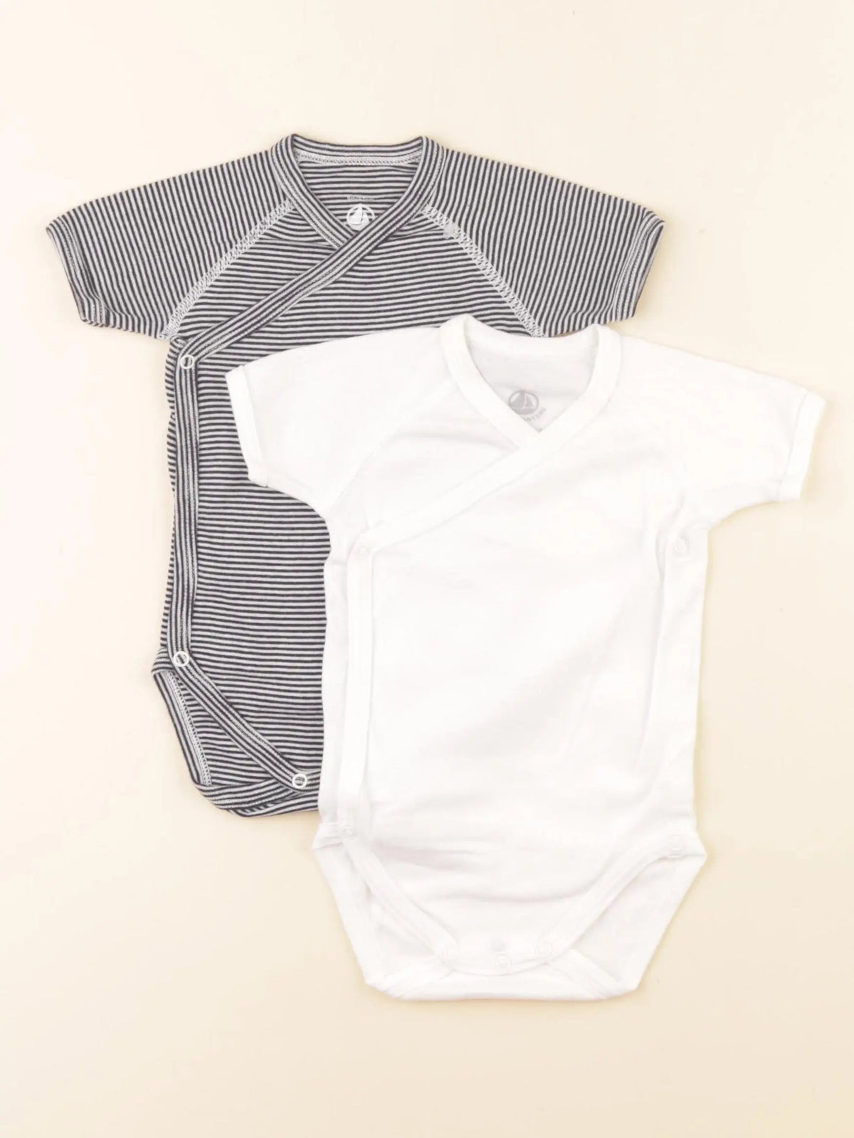 Petit Bateau - lot de 2 bodies en coton bleu, blanc - 6 mois