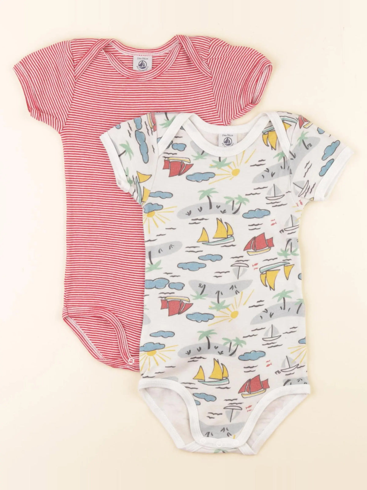 Petit Bateau - lot de 2 bodies en coton multicolore - 24 mois