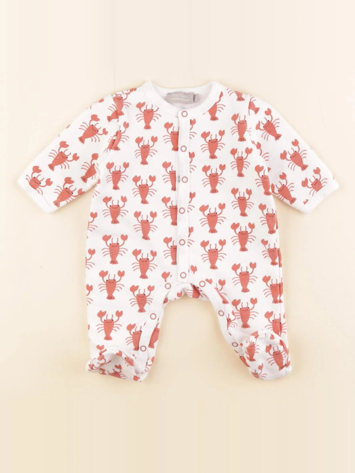 Boutchou - pyjama coton blanc, rouge - 1 mois