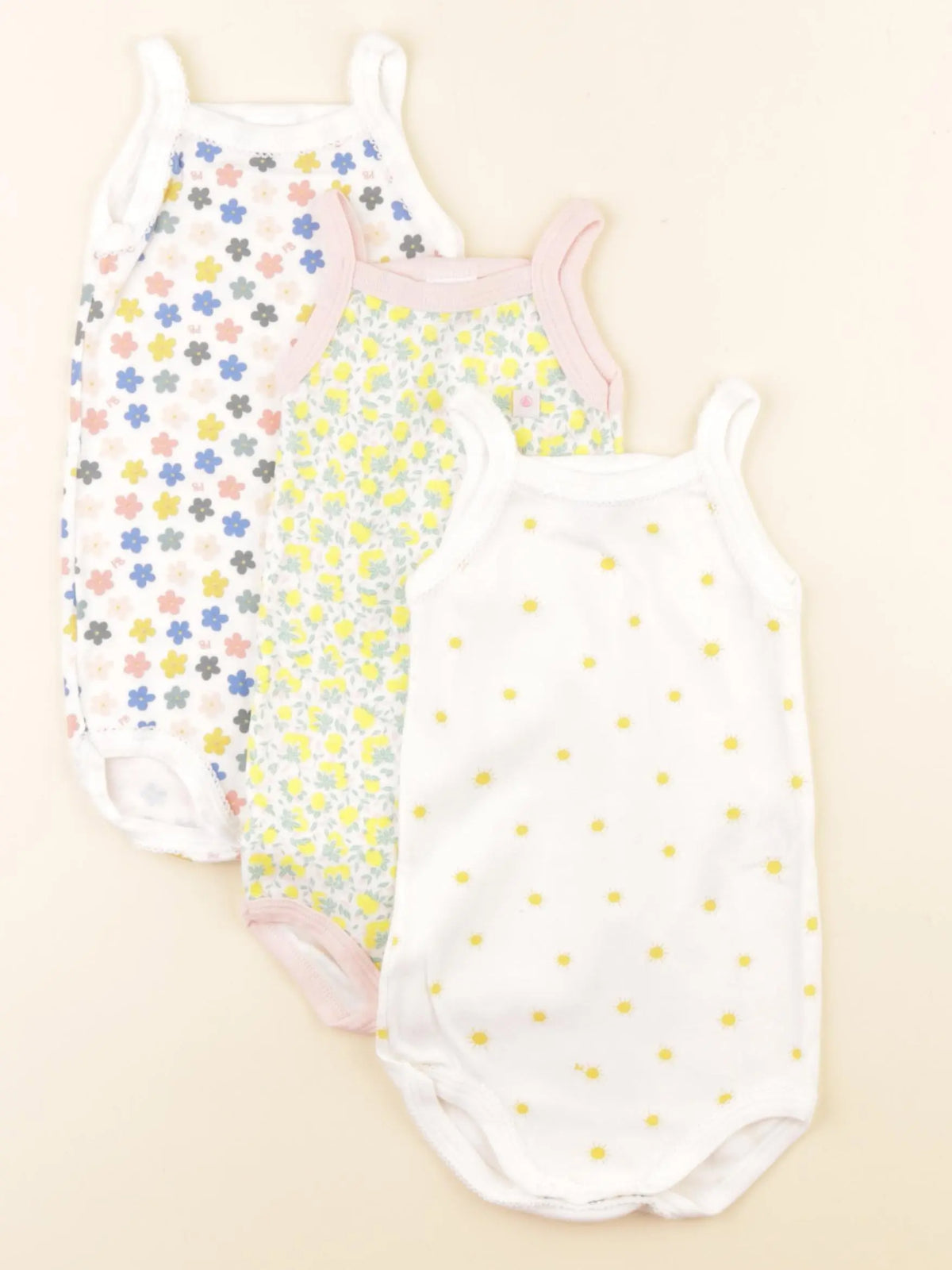Petit Bateau - lot de 3 bodies en coton multicolore - 12 mois