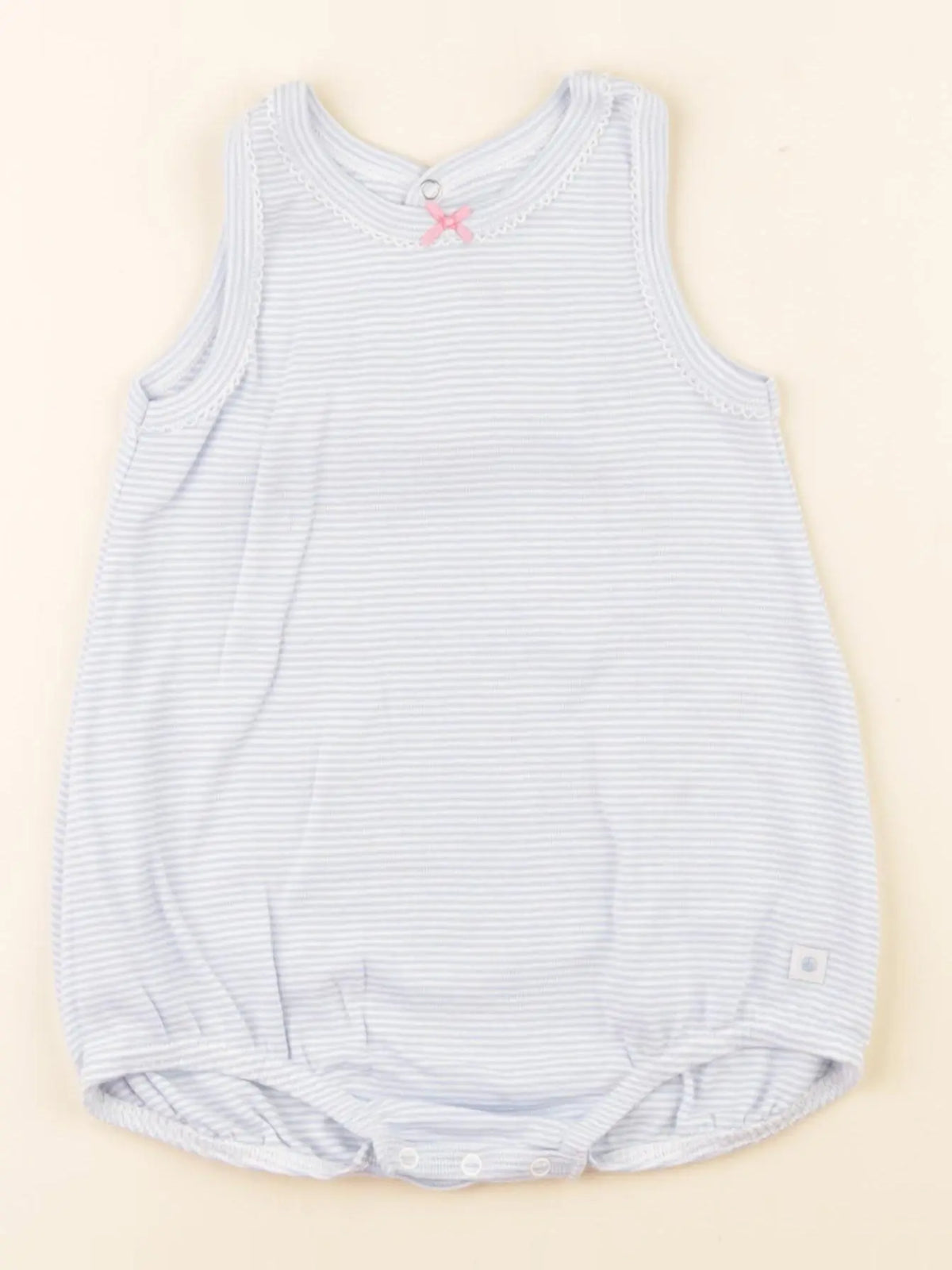 Petit Bateau - pyjama coton blanc, bleu - 12 mois