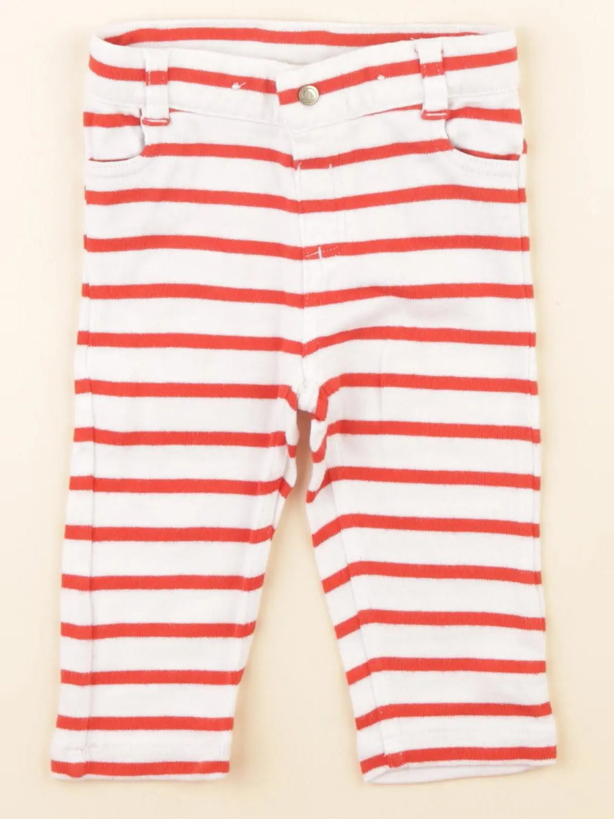 Petit Bateau - pantalon rouge, blanc - 6 mois