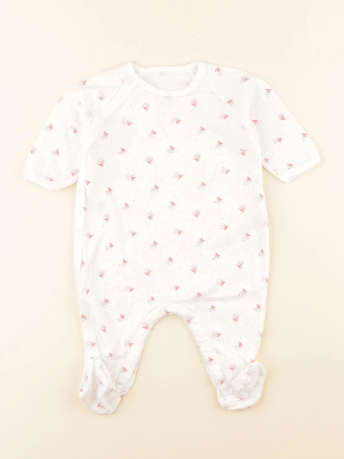 Petit Bateau - pyjama coton blanc, rose - 3 mois