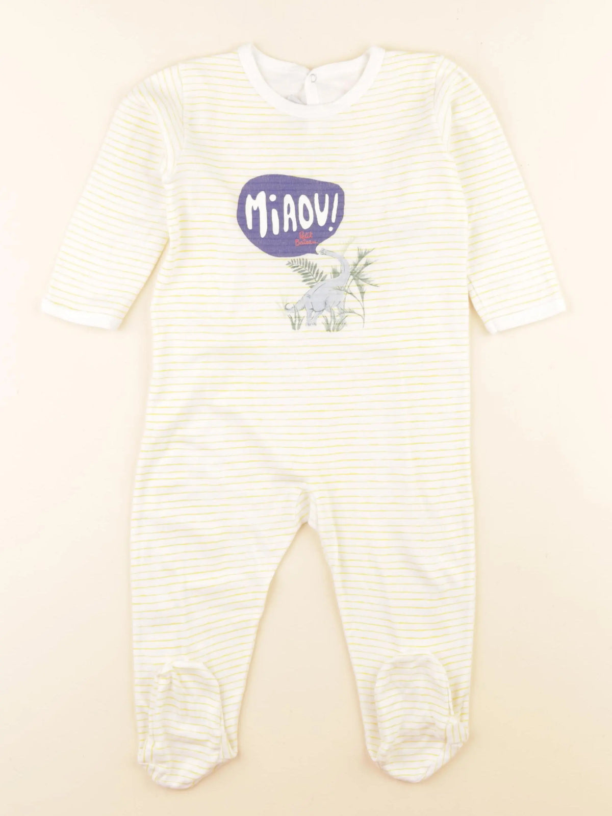 Petit Bateau - pyjama coton blanc, jaune - 18 mois