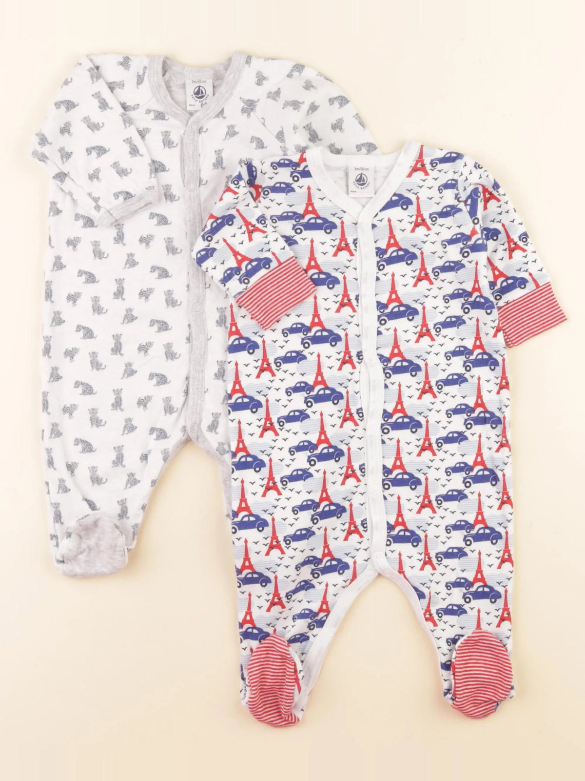 Petit Bateau - lot de 2 pyjamas coton multicolore - 3 mois