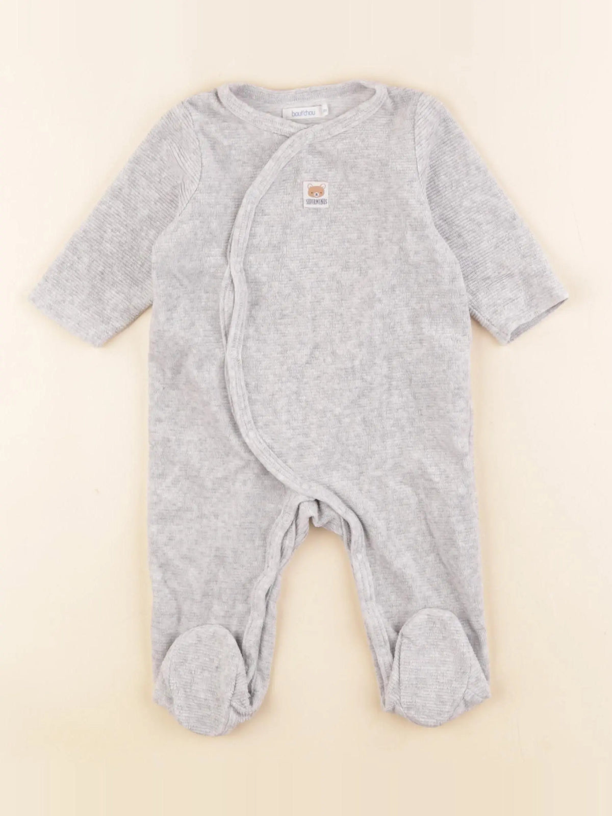 Boutchou - pyjama velours gris - 3 mois