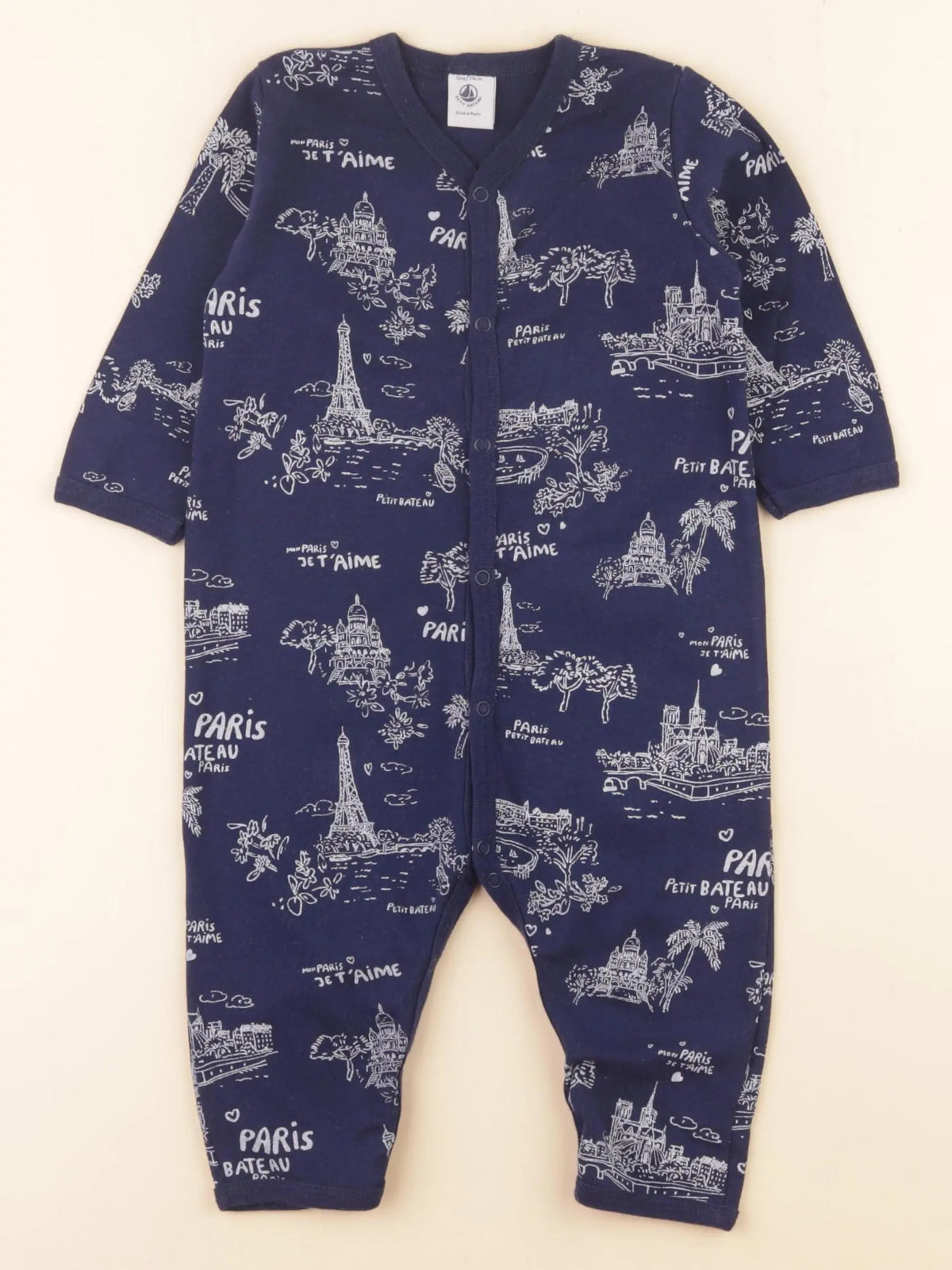 Petit Bateau - pyjama coton bleu - 12 mois