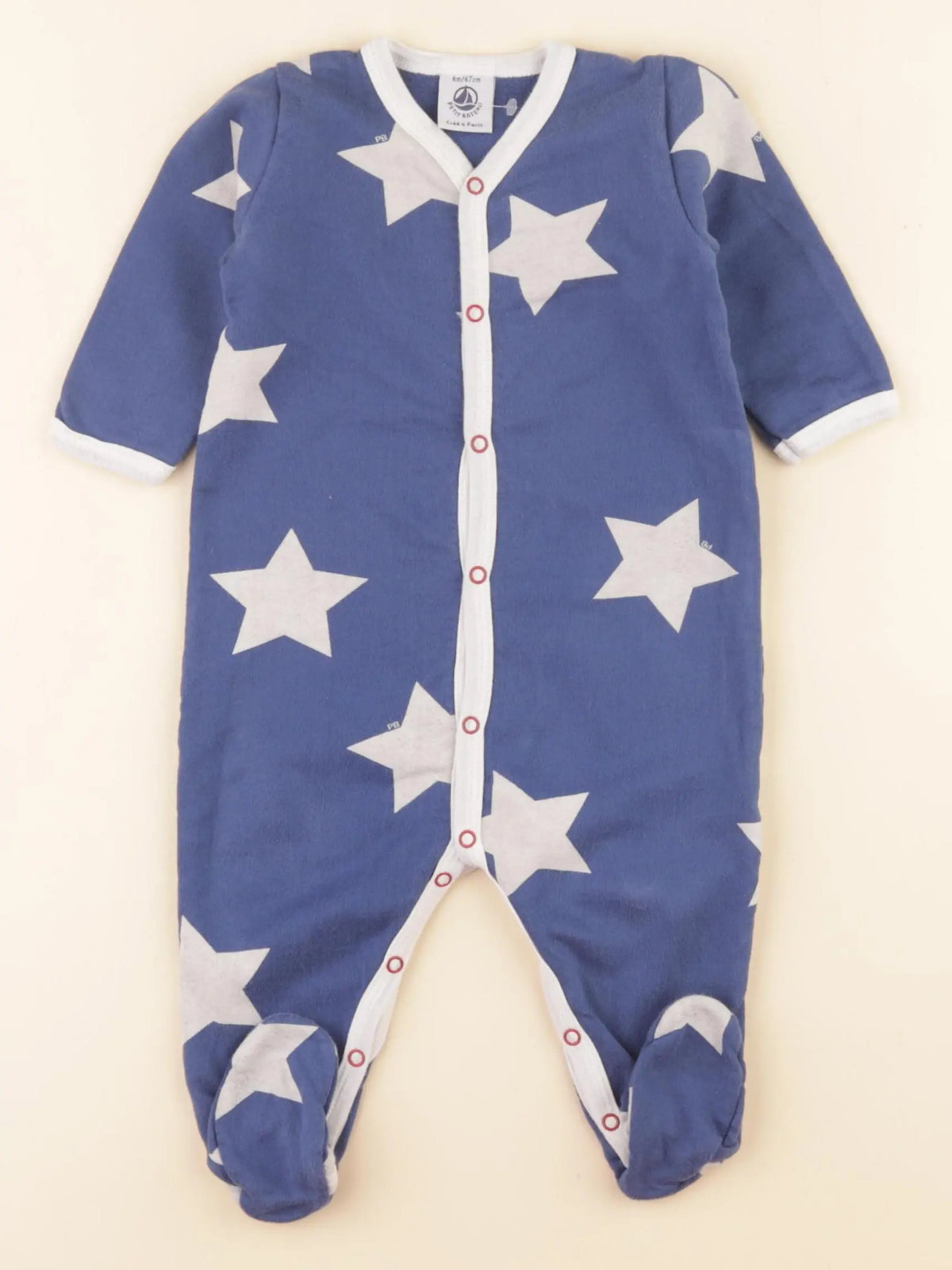 Petit Bateau - pyjama coton bleu - 6 mois