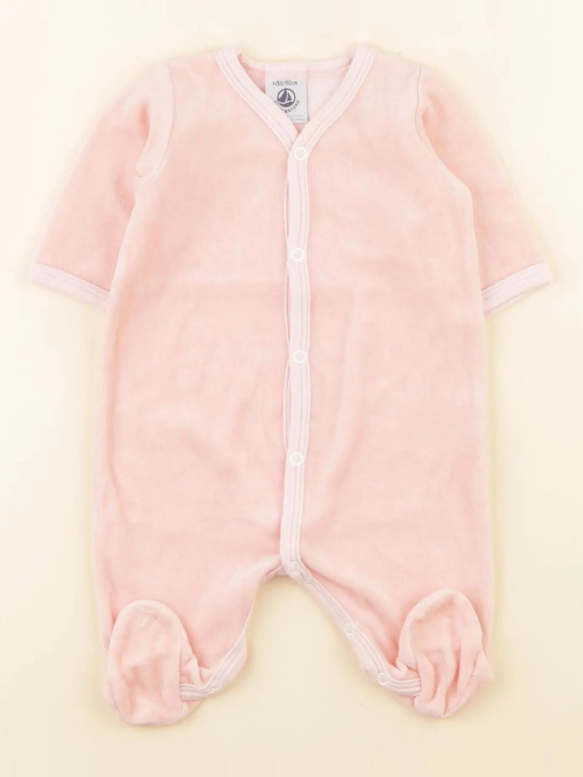 Petit Bateau - pyjama velours rose - 0 mois